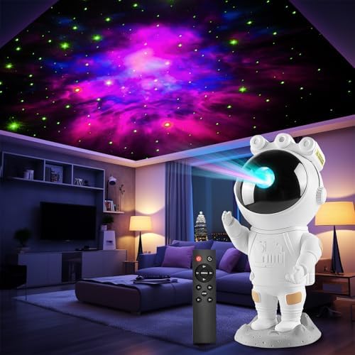 Astronaut Star Projector Galaxy Night Light - Space Projector, Starry Nebula Ceiling Projection Lamp with Timer, Remote Control and 360° Adjustable, Bedroom Decor Aesthetics, Gifts for Kids and Adults