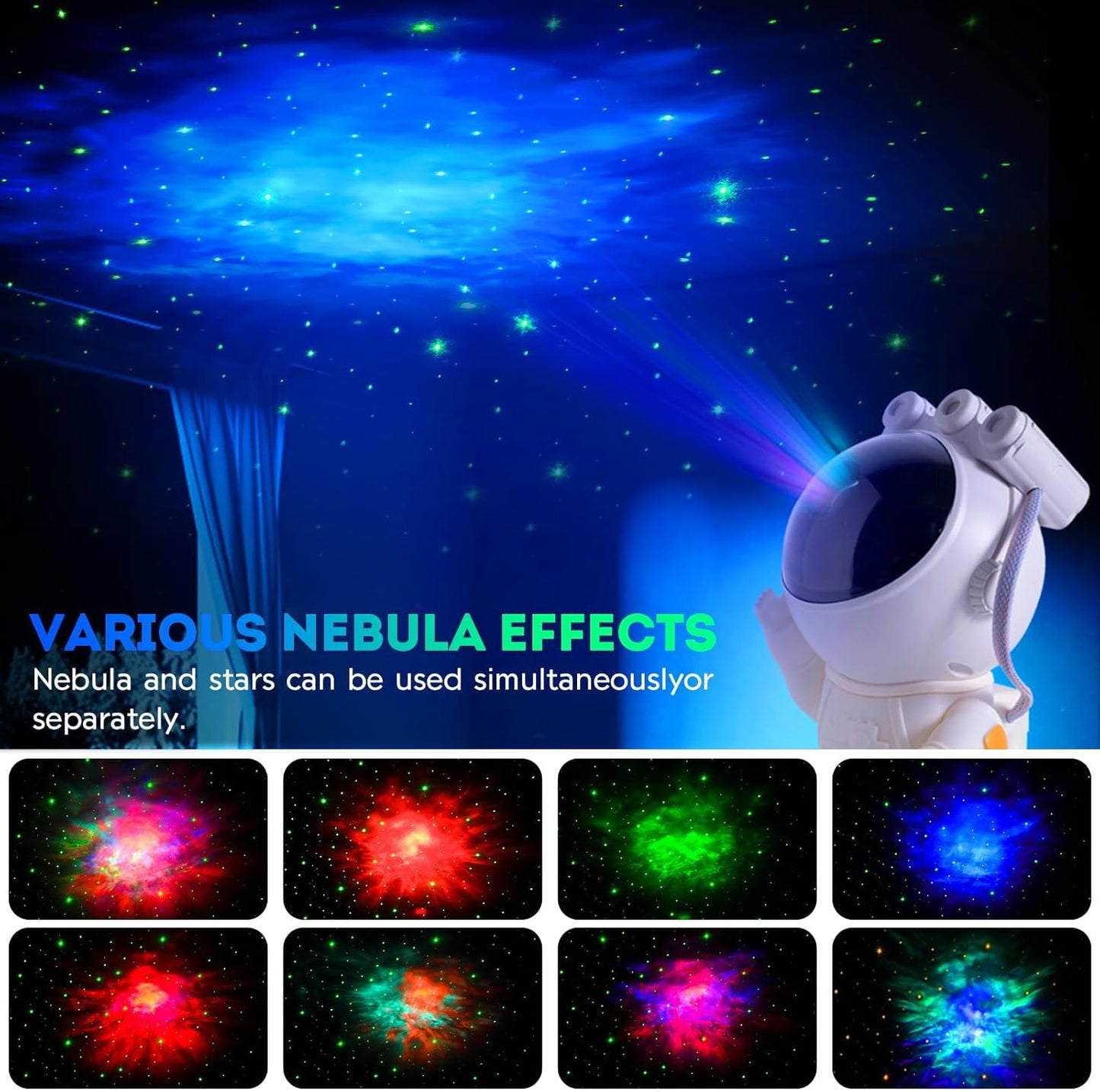 Astronaut Star Projector Galaxy Night Light - Space Projector, Starry Nebula Ceiling Projection Lamp with Timer, Remote Control and 360° Adjustable, Bedroom Decor Aesthetics, Gifts for Kids and Adults