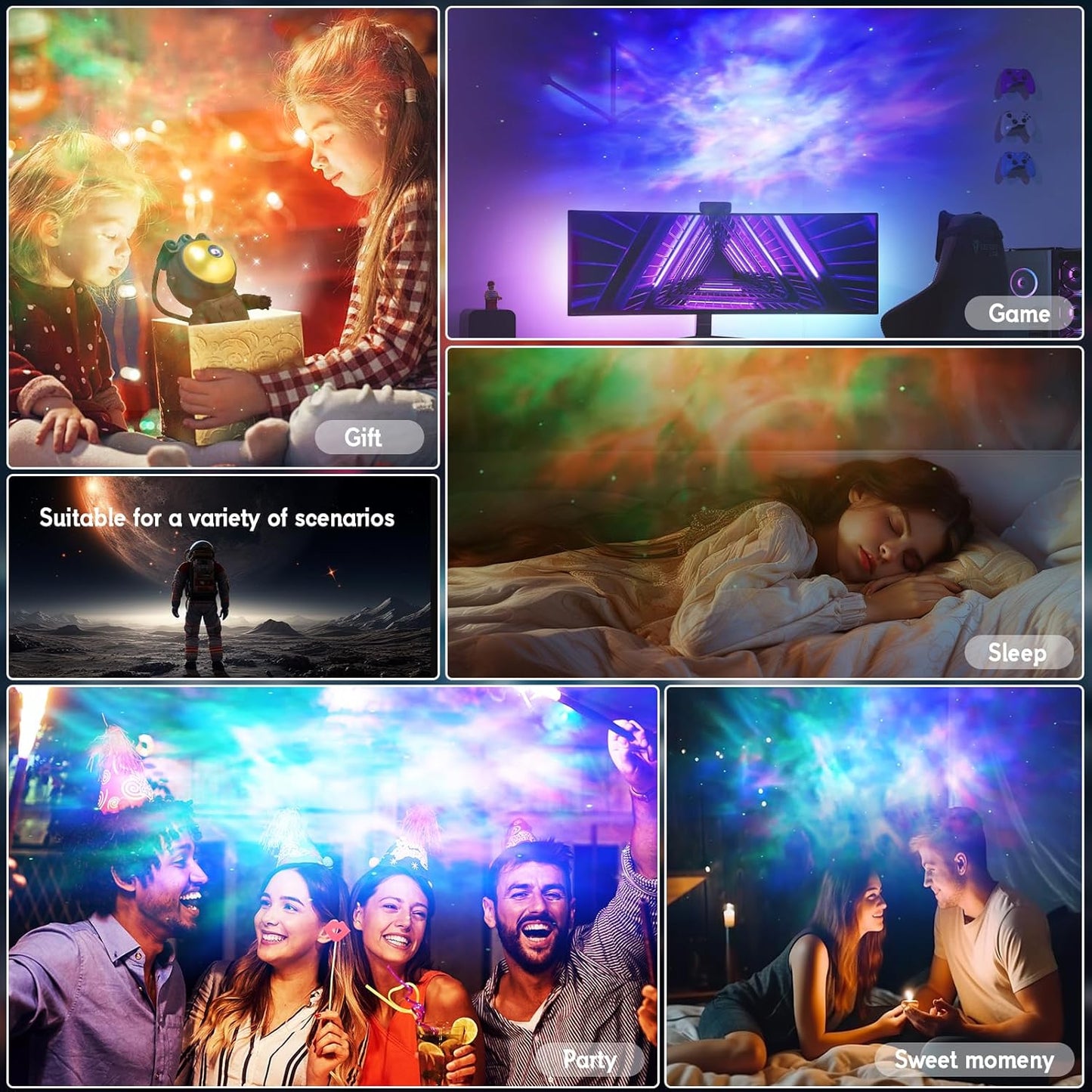 Astronaut Star Projector Galaxy Night Light - Space Projector, Starry Nebula Ceiling Projection Lamp with Timer, Remote Control and 360° Adjustable, Bedroom Decor Aesthetics, Gifts for Kids and Adults